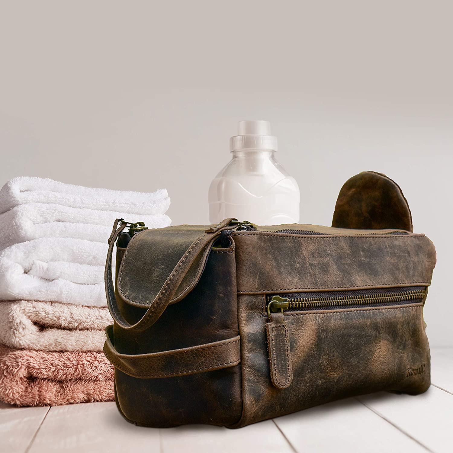 Komalc leather toiletry bag deals