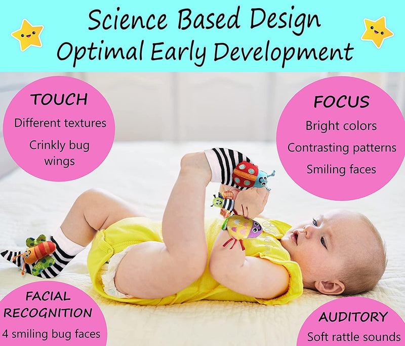 Baby Wrist Rattle & Foot Finder Socks ,Girls from 0-3-6 Months Old - Gifts-Australia