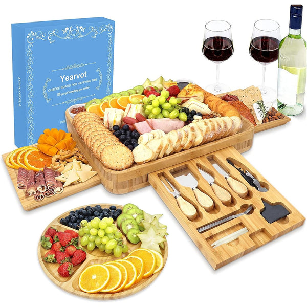 Charcuterie Boards Mothers Day Gifts, Bamboo Cheese Board Gift Set, Wedding Gift, Housewarming Gift, Bridal Shower Gift, Charcuterie Platter Knife Set Chic Gift Women Birthday