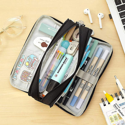 MART 3 Compartment Stationery Pen Canvas Bag - Gifts-Australia