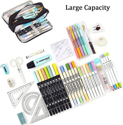 MART 3 Compartment Stationery Pen Canvas Bag - Gifts-Australia