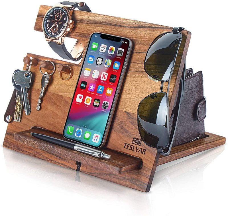 Wood Phone Docking Station ,Nightstand Purse Tablet,Male Travel Idea Gadgets Christmas gift - Gifts-Australia