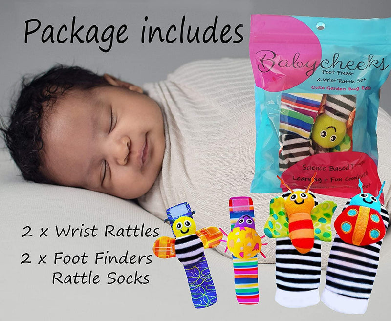 Baby Wrist Rattle & Foot Finder Socks ,Girls from 0-3-6 Months Old - Gifts-Australia