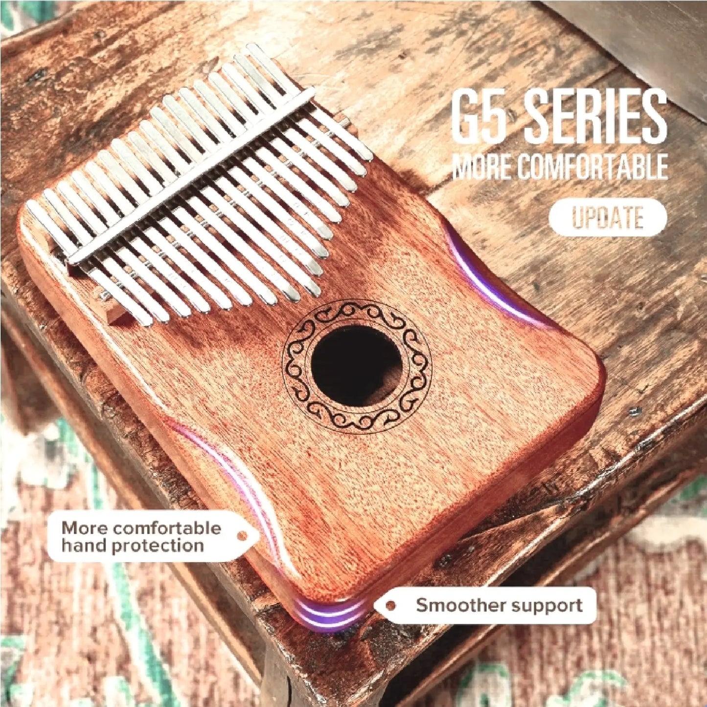 Kalimba comfortable hand support detail