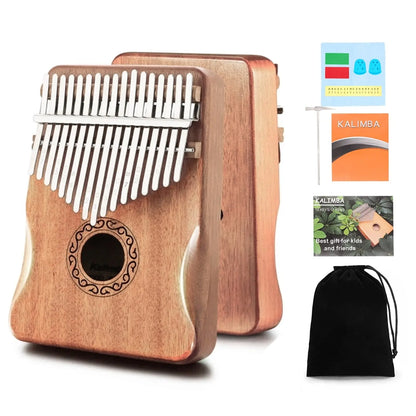 Two-tone mahogany kalimba thumb pianos front view